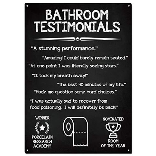 Letreros de metal con recomendaciones para el baño, póster divertido para el baño, letreros decorativos para pared, decoración del hogar, tamaño: 8 x 12 pulgadas