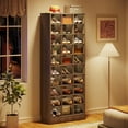 thumbnail image 4 of 30 Pairs Tall Shoe Cabinet, 10 Tiers White Wooden Shoe Storage Rack for Closet, Entryway - 10-tier Grey, 4 of 5