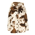 thumbnail image 7 of Women's Cow Print Fuzzy Fleece Jacket Hooded Warm Sherpa Coats Faux Fur Casual Winter Plush Outerwear with Pockets, 7 of 7