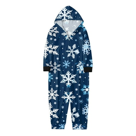 

Matching Family Outfits Parent Child Christmas Matching Christmas Siamese Prints Hooded Romper Zipper Jumpsuit Loungewear Family Gathering Casual Pajamas Set Blue 6 Years - 7 Years