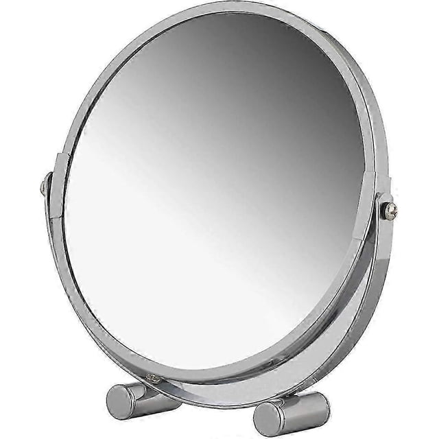 Free Standing Swivel Magnifying Mirror, Portable Chromed Metal Cosmetic Vanity Mirror With Up To 3x Magnification,double-sided Make Up Mirror, Bathroo
