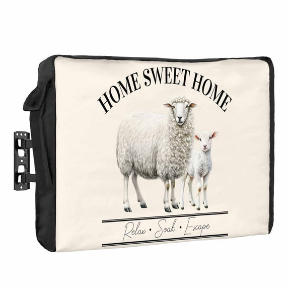 Outdoor TV Cover 60 to 65 Inches, Farmhouse Retro Home Sweet Home Watercolor Sheep Waterproof and Weatherproof TV Cover with Remote Control Pocket, Flat Screen TV Cover Protector for Outside TV