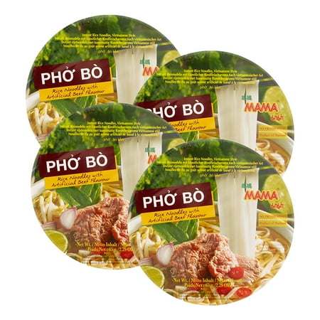 (4 Pack) Mama Pho Bo, 2.29 oz (Best Instant Pho Noodles)