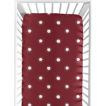 UPC: 0846480096948 | Boho Sun Burgundy Red and White Fitted Crib Sheet Boy or Girl by Sweet Jojo Designs