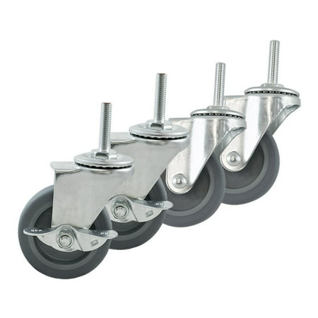 Houseables Caster Wheels, Casters, Set of 4, 3 Inch, Rubber, Heavy Duty, Threaded Stem Mount Industrial Castors, Locking Metal Swivel Wheel, Replacement For Carts, Furniture, Dolly, Workbench, (Best Moving Dolly For Stairs)