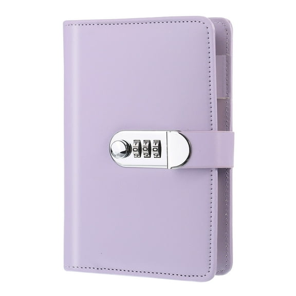 A6 Diary with Lock, Journal with Lock Cute Journaling Leather Notebook Journal Diary Binder Refillable Paper, Purple