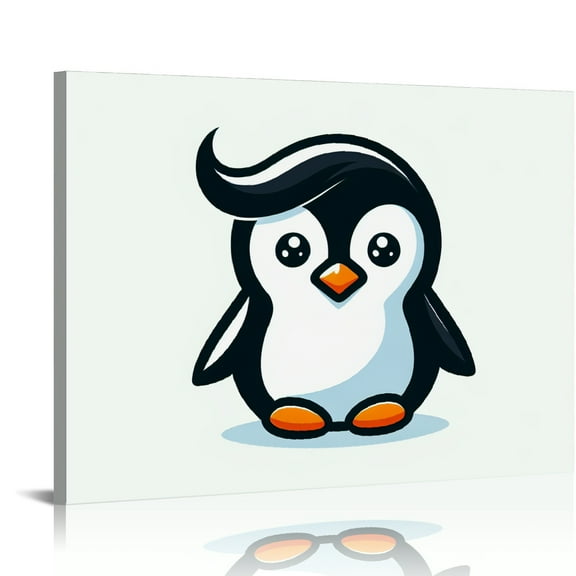 YILUYINQING Cute Penguin Wall Decor Art Canvas Prints for Bedroom Kitchen Modern Home Decor, Ready To Hang Room Art 16x12in