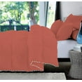 thumbnail image 2 of D.N.G. BEDDINGS Luxurious 5 Piece Pom Pom Half Pinch Pleated Comforter Set, 800 Thread Count, 100% Egyptian Cotton, White Vintage Pom-Pom Fringe Super Soft (Full/Queen Size Solid Brick Red Color), 2 of 4