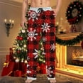 thumbnail image 6 of Mens Pajama Pants with Pockets Christmas Printed Mid Waisted Casual Pants with Drawstring and Lightweight Pants Lounge Bottoms Soft Sleepwear, 6 of 7