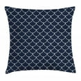 thumbnail image 1 of Navy Throw Pillow Cushion Cover, Shell Pattern with Half Circled Lines Like Ocean Waves Nautical Modern Illustration, Decorative Square Accent Pillow Case, 20 X 20 Inches, Indigo White, by Ambesonne, 1 of 2
