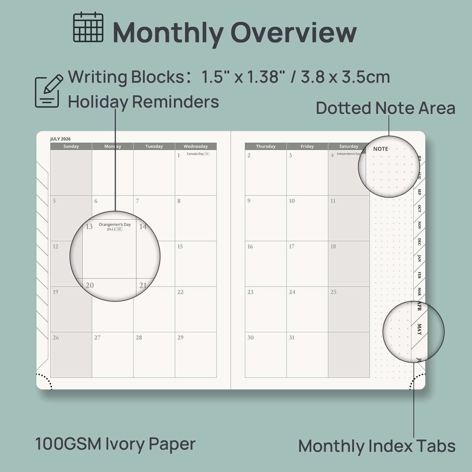 POPRUN Academic Planner 2026-2027, 6.5"x8.5", Weekly and Monthly Calendar (Jul.26-Jun.27), Flexible Cover, Monthly Tabs,100 GSM Paper - Night Sky Blue