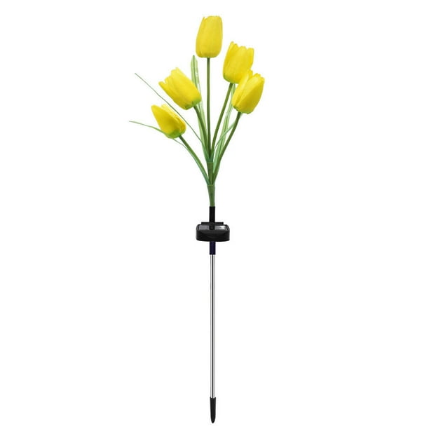 GOOHOCHY Lámpara solar de césped Lámpara de tulipán de tulipán de jardín Luz de paisaje Adorno de luz al aire libre