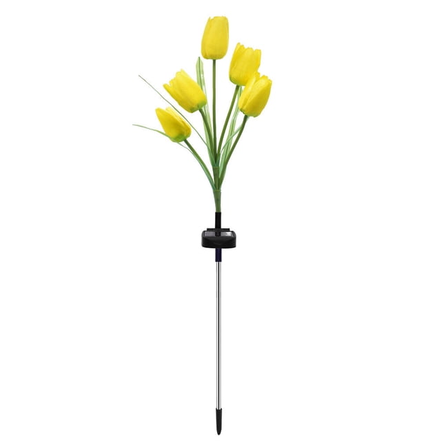 GOOHOCHY Lámpara solar de césped Lámpara de tulipán de tulipán de jardín Luz de paisaje Adorno de luz al aire libre