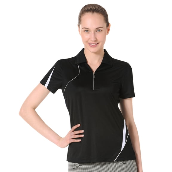 Monterey Club Women's Asym Contrast Zip Golf Polo Shirt #2281