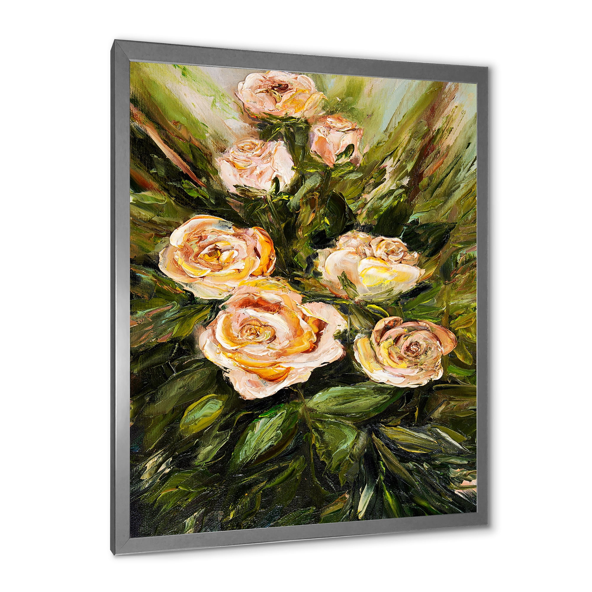 Designart 'Abstract Four VIntage Pink Roses' Traditional Framed Art Print