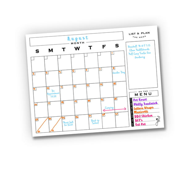 Kroniek Ontevreden Paradox White Dry Erase Magnetic Monthly Calendar , Whiteboard with Menu 18"x14" -  Walmart.com