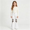 thumbnail image 2 of UYYX Pants For Girls Youth Girls Retro Lace Up Cutout Bell Bottom Jeans High Waist Summer Streetwear Pants（White，13-14 Years）, 2 of 4
