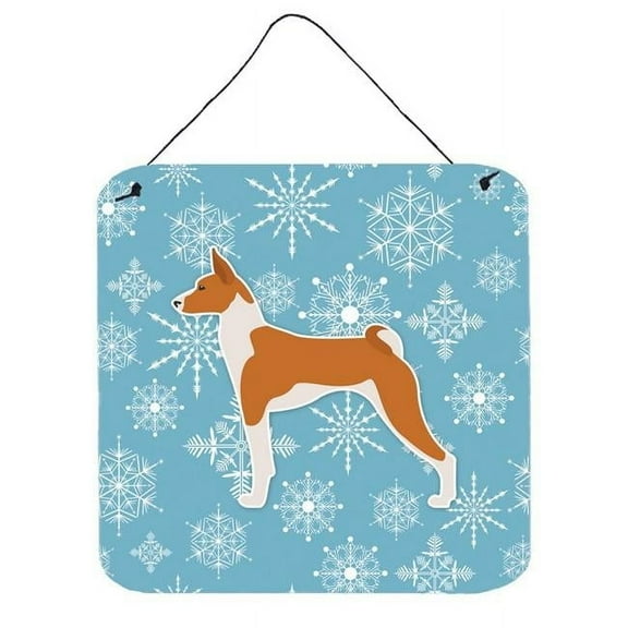 Winter Snowflake Basenji Wall or Door Hanging Prints