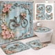 thumbnail image 1 of Accesorios de baño Cortina de ducha de San Valentín con lazo Impresión digital en tinta rosa Cortina divisoria impermeable para baño Conjunto de baño de poliéster, 1 of 6
