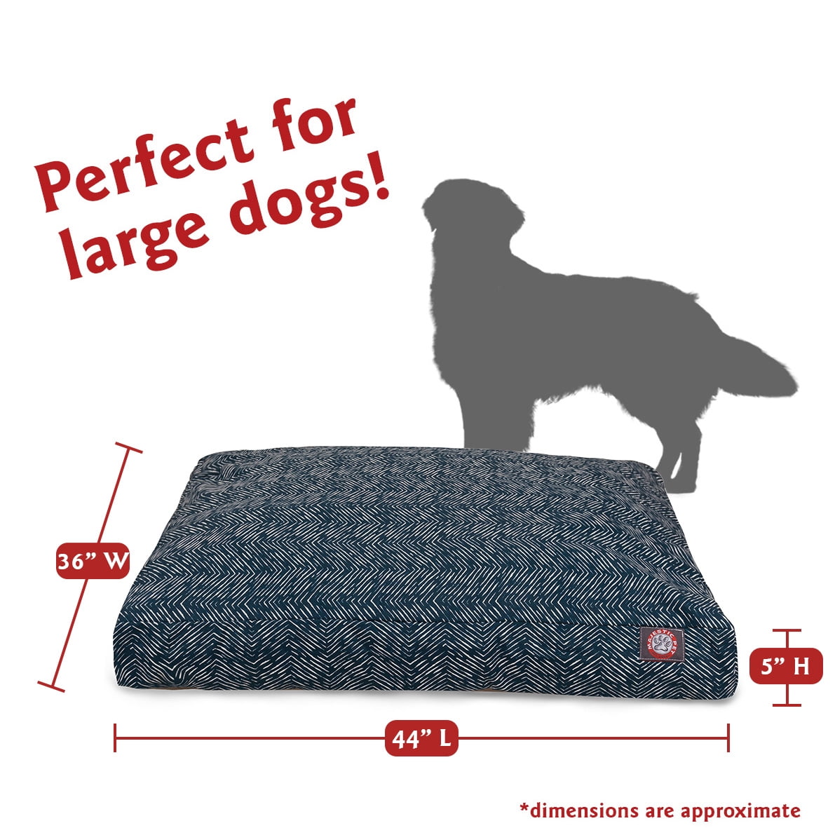 Majestic Pet | South West Rectangle Pet Bed for Dogs, Removable Cover, Navy Blue, Large