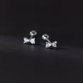 thumbnail image 4 of EOEMY 925 Sterling Silver Crystal Bow Design Stud Earrings With Beads Screw Backs-Silver, 4 of 5