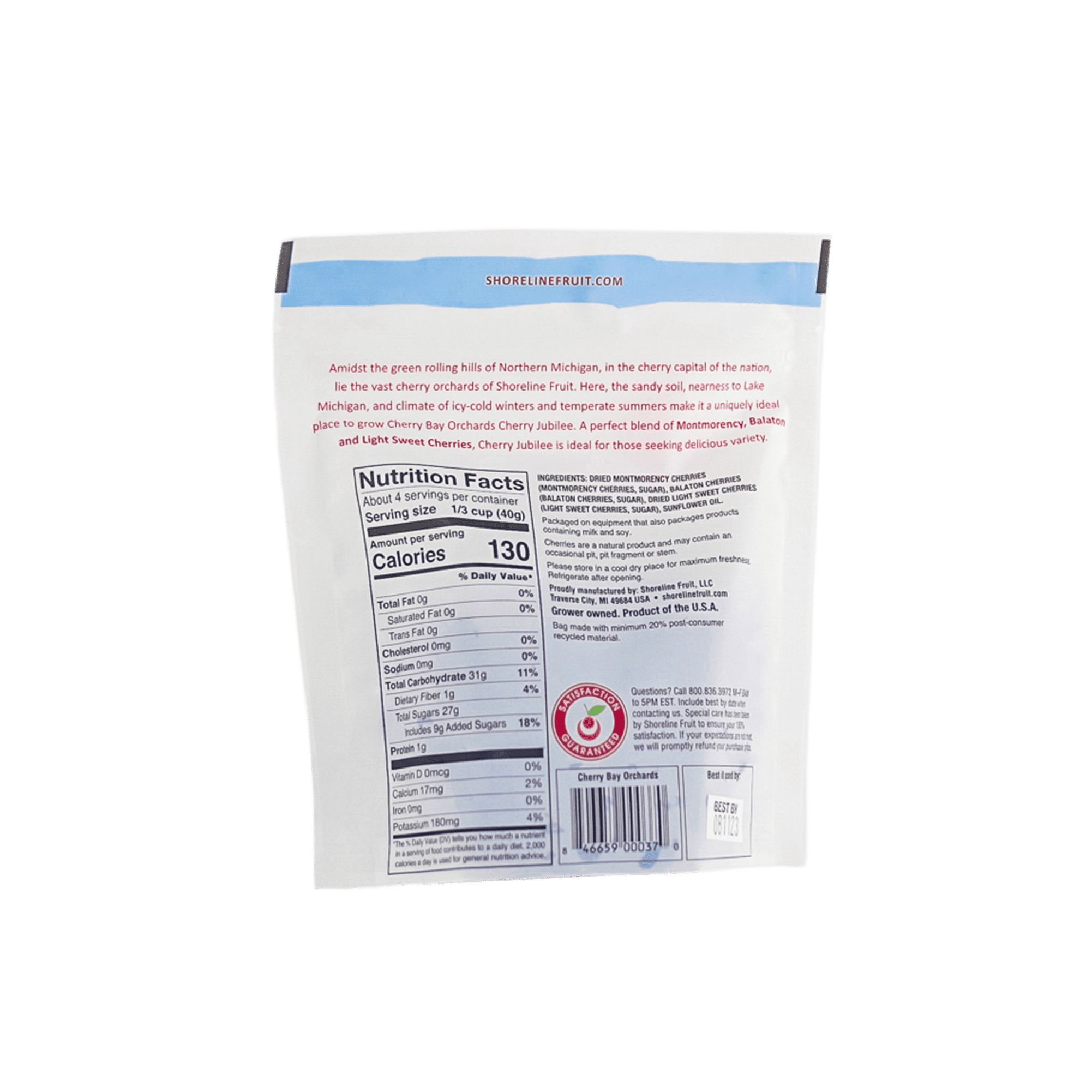 Cherry Bay Orchards Dried Cherry Jubilee case of 6 - 6 oz resealable bags