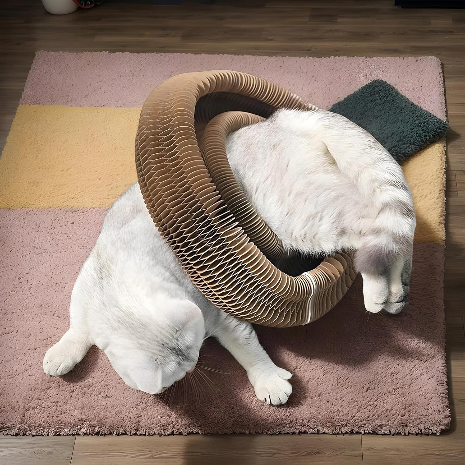 Magnetic Magic Organ Cat Scratcher Toy Extra Thick Large Connectable Cardboard Scratching Board-with-Bell Ball Interactive Enrichment Toy for Indoor Cats Kittens