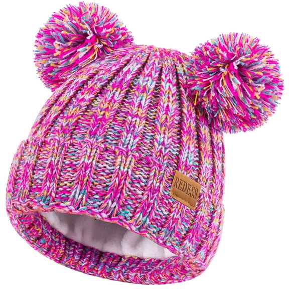 REDESS Winter Beanie Hats for Kids with Warm Fleece Lined, Children's Knit Hat for Boys Girls 5-9 Years Old