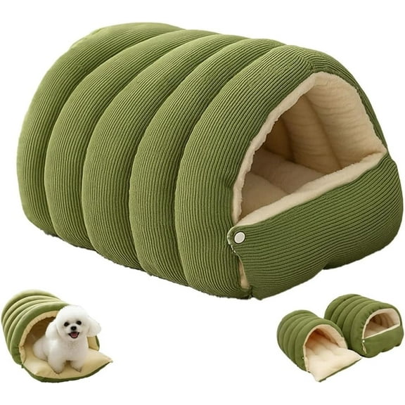 Removable and Washable Winter Closed-Off Cat Bed, Cotton Cat Bed, Cotton Soft Cozy Sleeping Nest, Comfortable Warm Secure Snuggle Hut for Cats, Closed-Off Plush Cats Cave for Pet Comfort