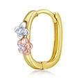 thumbnail image 5 of Wellingsale Ladies 14k Tri 3 Color Gold Polished 4mm Flower CZ Hoop Huggies Earrings (12 x 12 mm), 5 of 7