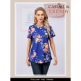 thumbnail image 4 of Nlife Women Floral Print Top Short Sleeve Tunic Boho Blouse Casual Summer Shirts, 4 of 8