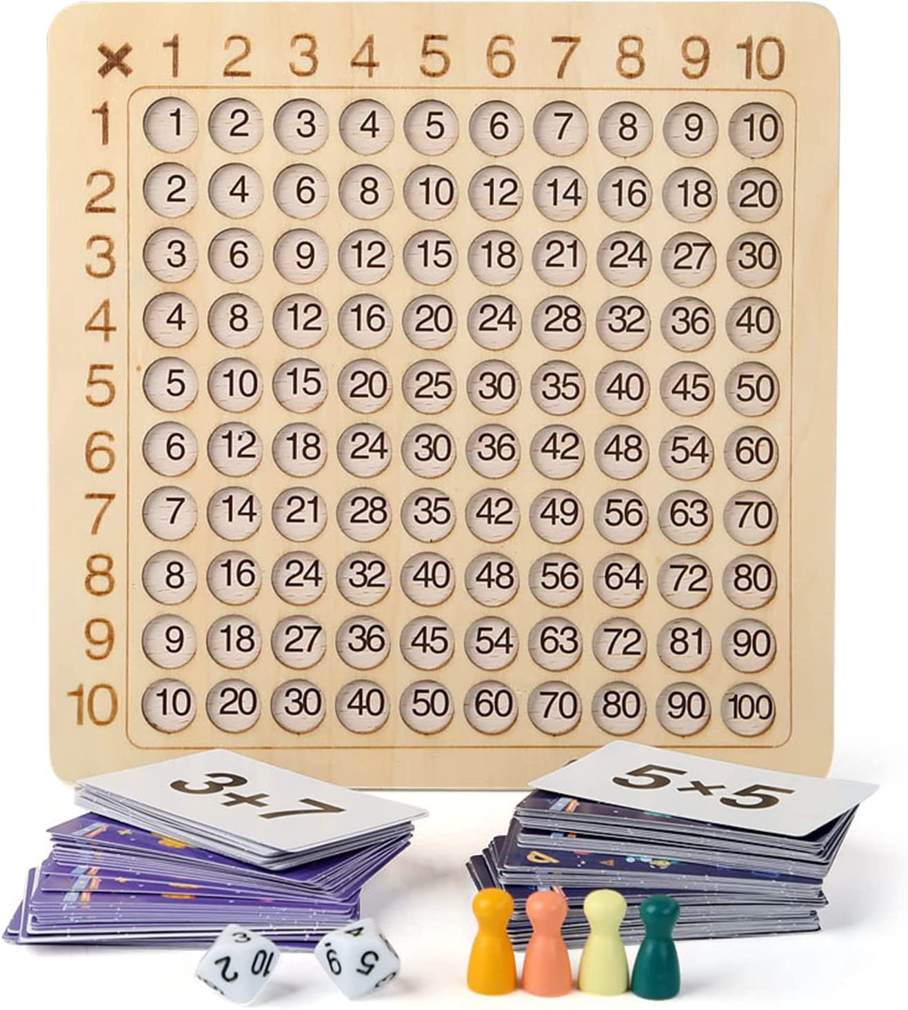Tablas de multiplicación de madera, tarjetas de multiplicación de