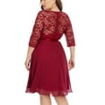 thumbnail image 6 of Wedding Guest Dresses for Women Elegant Floral Lace Crewneck 3/4 Sleeves Gown Dress Formal Knee Length A Line Dress, 6 of 7