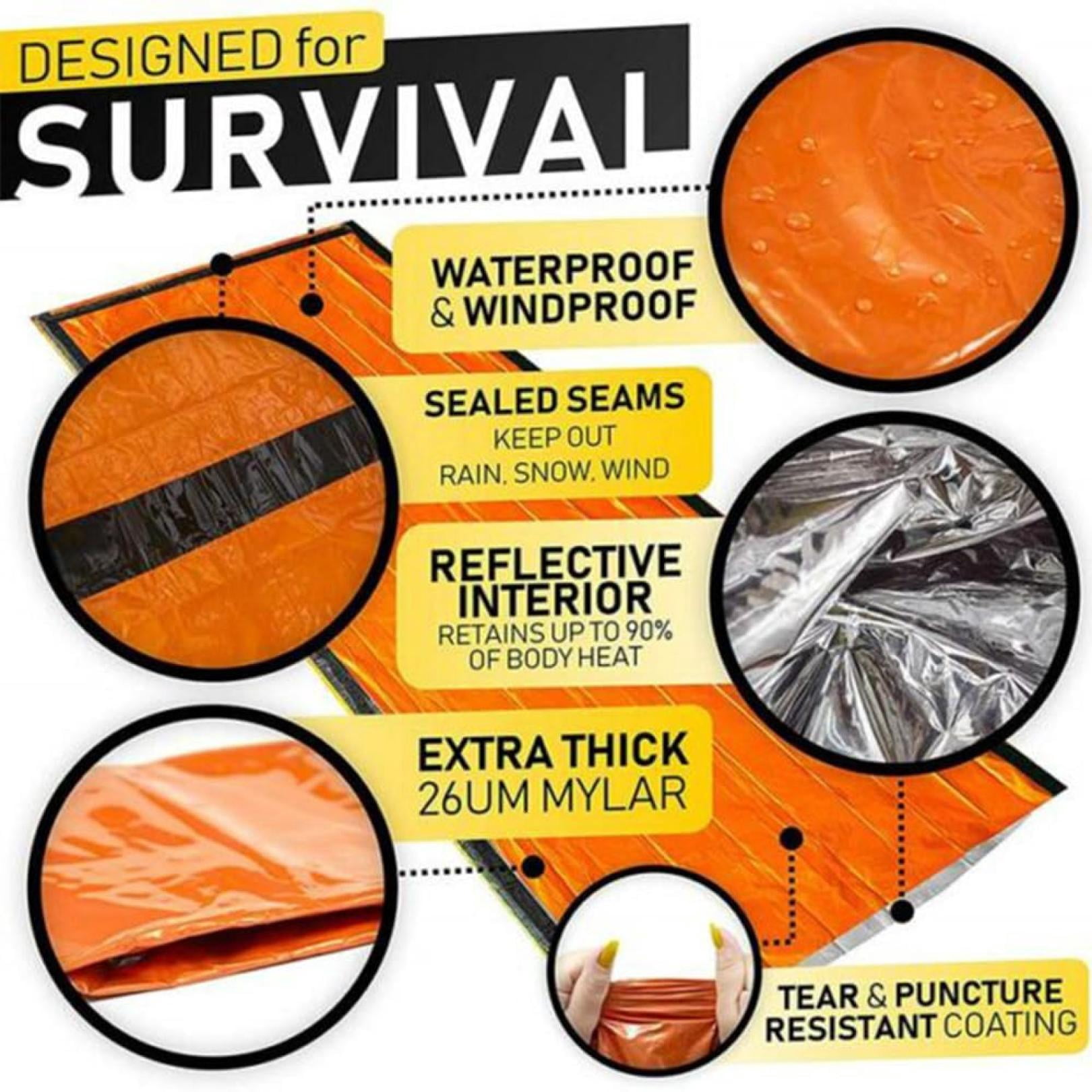 Bivvy Bag,Emergency Bag,Emergency Sleeping Bag, 84"X36" Emergency Survival Sleeping Bag, Pocket Size Emergency Sleeping Bag, Waterproof Thermal Bivy Sack for Outdoor(5pcs)
