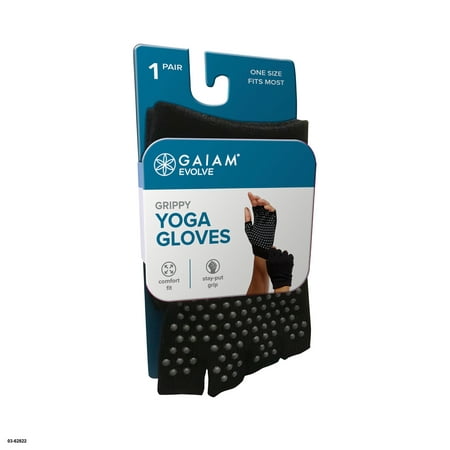 Evolve by Gaiam Grippy Yoga Gloves, Small/Medium, One-Size, Black