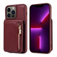 thumbnail image 5 of Nalacover RFID Blocking Wallet Case for iPhone 13 Pro, Shockproof PU Leather Magnetic Button Zipper Purse Card Slots & Kickstand Crossbody Phone Case with Shoulder & Wrist Strap,Winered, 5 of 12