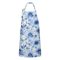 Pioneer Flower Floral Print Pattern Apron-Garden Aprons for Women with Pockets-Cotton Linen Waterproof Kitchen Cooking Gardening Aprons Adjustable for Kitchen,Cooking,BBQ and Salon 33x27 Inch