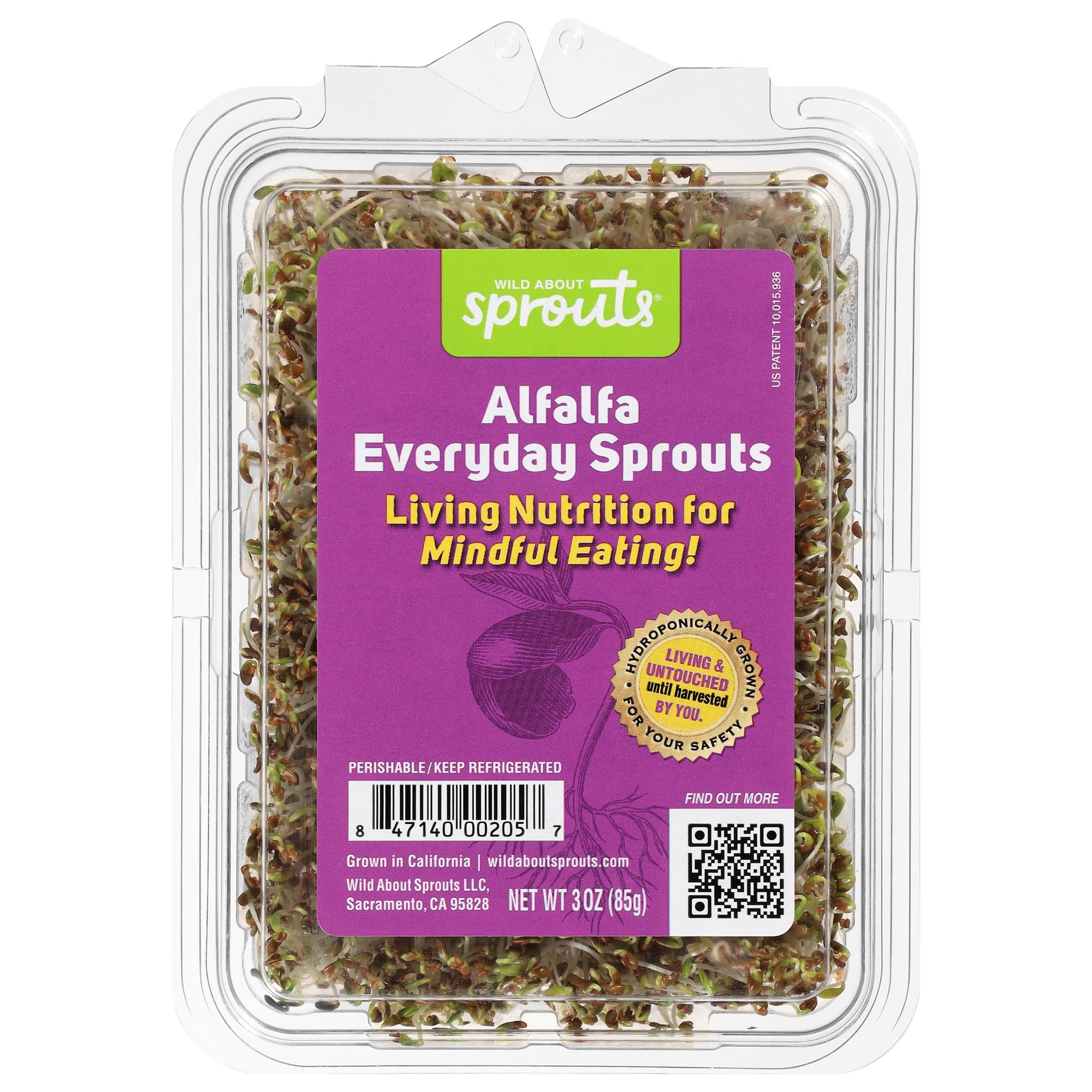 Wild About Sprouts Alfalfa Sprouts, 3 oz. (Refrigerated), Recyclable Tray, Fresh, No Allergens