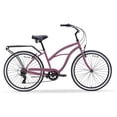 thumbnail image 2 of sixthreezero Around the Block Women's 7-Speed Cruiser Bicycle, 26 In. Wheels, Light Plum with Black Seat and Grips, 2 of 11
