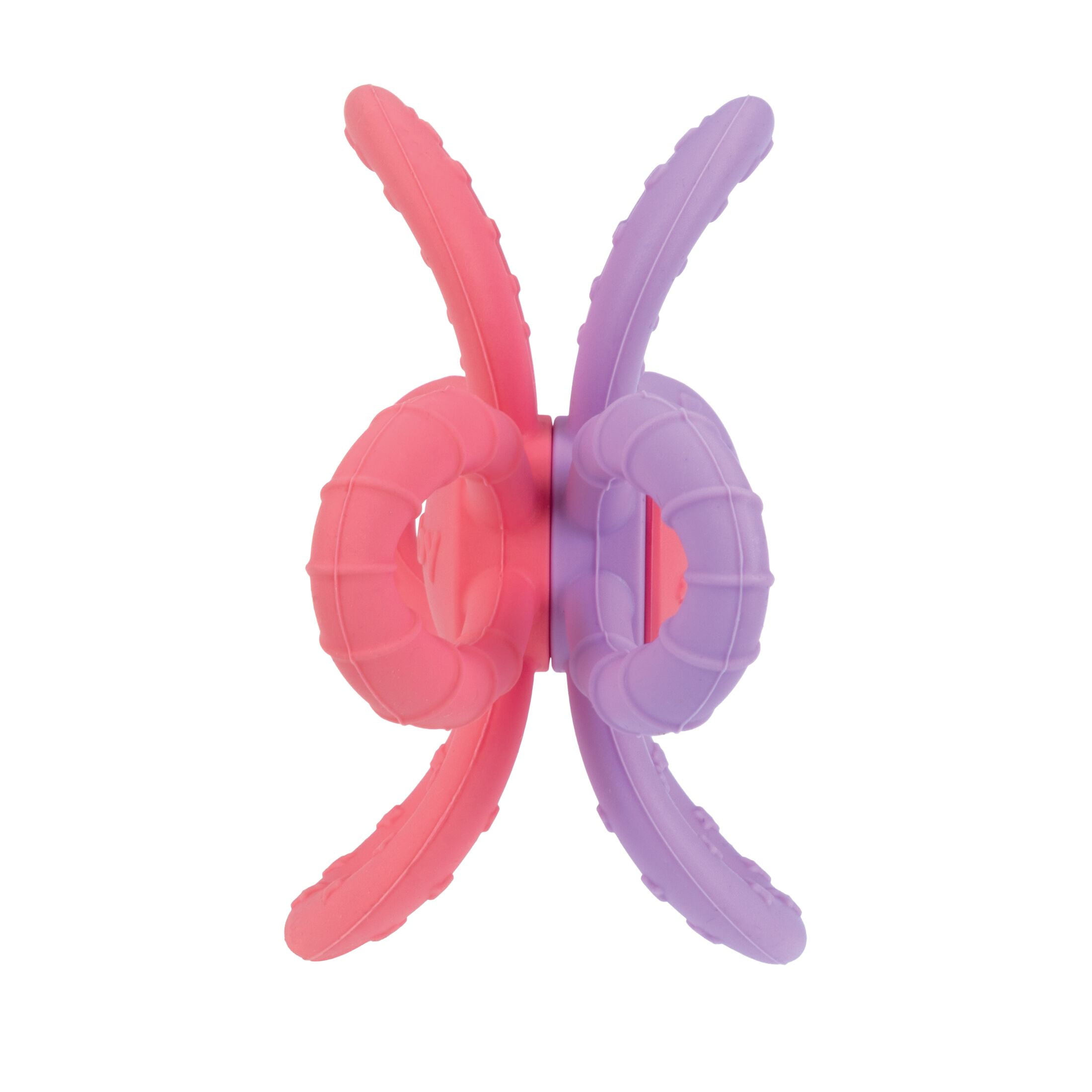 Nuby Fun Loops Silicone Teether Toy for Babies and Toddlers, Pink & Purple