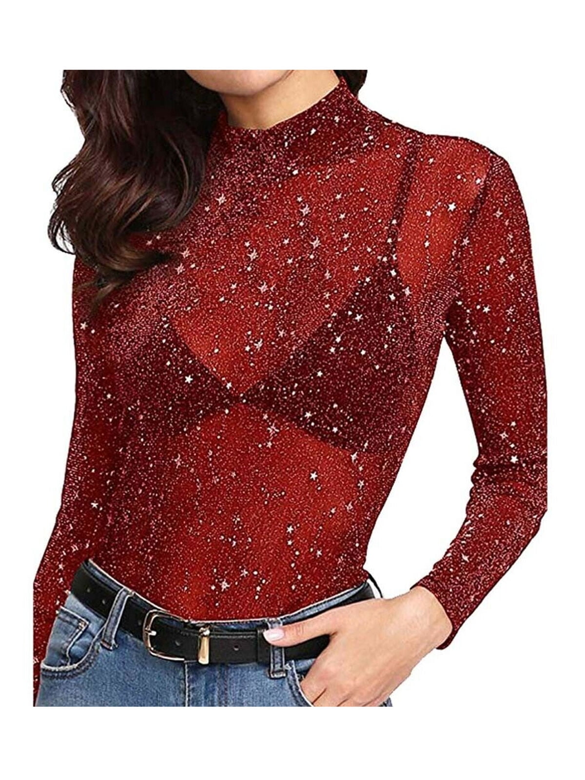 red sparkle blouse