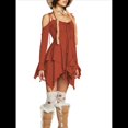 thumbnail image 3 of Disfraz de Halloween para Mujer, Vestido Midi Fluido con Pañuelo y Hombros Descubiertos, Estilo Hada Mariposa para Fiesta de Cosplay. Rojo Ladrillo XL, 3 of 9