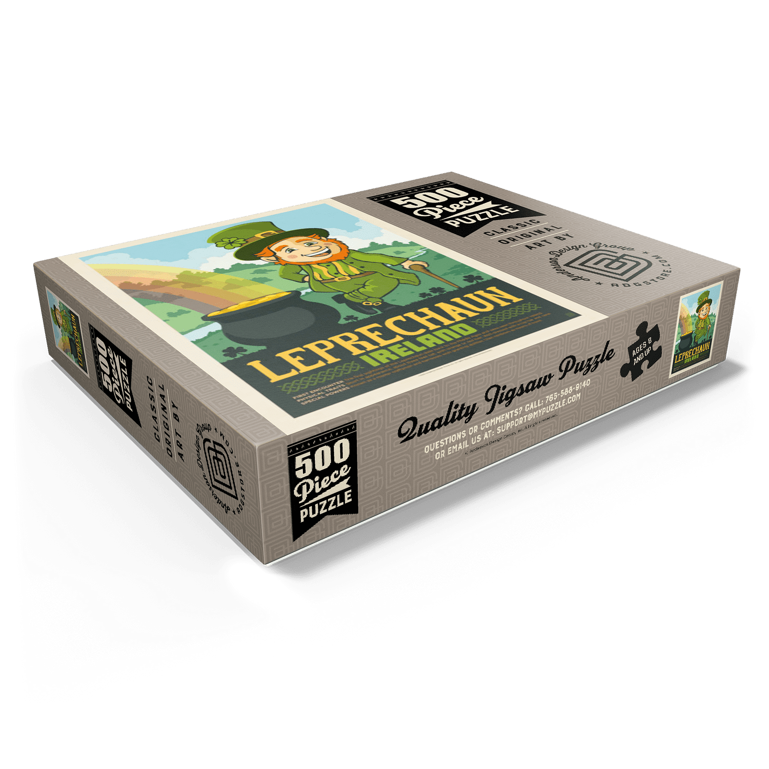 MyPuzzle - Mythical Creatures: Leprechaun (Ireland), Vintage Poster - Premium 500 Piece Jigsaw Puzzle for Adults