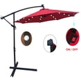 thumbnail image 2 of SYNGAR 10ft Solar Outdoor Umbrella, LED Lighted Patio Umbrella with Solar Panel, 24 LED Bulbs & Crank Rotate System, Patio Hanging Umbrella for Patio, Garden, Backyard, Deck, Poolside, Red, D091, 2 of 7
