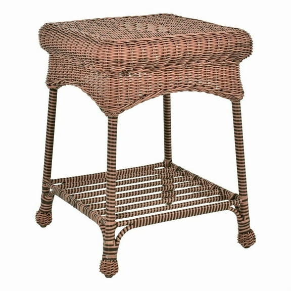 Jeco Wicker Outdoor End Table, Honey