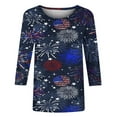 thumbnail image 4 of CHUANK Plus Hauts pour Femmes Chic Décontracté Col Rond Manches Courtes Chemises et Blouses pour Femmes T-Shirts à Imprimé Papillon du 4 Juillet pour Femmes Tunique Graphique Patriotique Tendance Haut d'Été Plage, 4 of 4