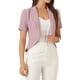 thumbnail image 4 of BLAZER CORTO DE OFICINA PARA MUJERES CHIC DE NEGOCIOS CON SOLAPA Y MANGAS CORTAS, ABIERTO, TALLA XL, GRIS ROSA, 4 of 6