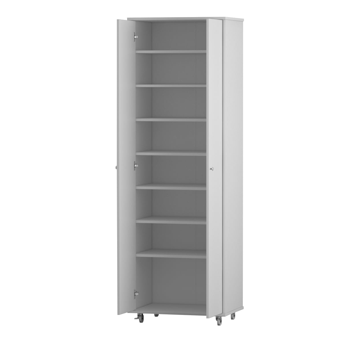 KULAGAGA 2-Door Tall Shoes Storage Cabinet with Wheels, Modern 8-Tier Wood Shoe Rack Storage Organizer for Entryway Hallway White