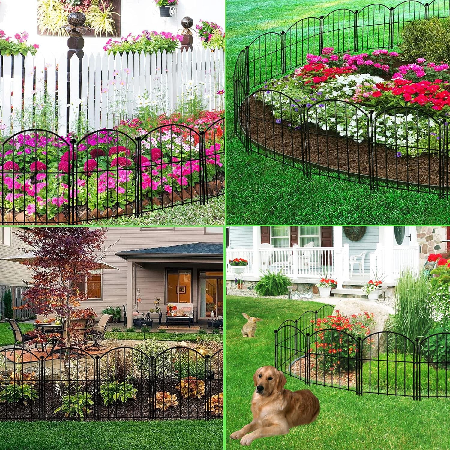 Blingluck Decorative Garden Fence 21in x26ft, 26 Pack Rustproof Metal No Dig Fence for Dog, up to 26 ft Coverage Area