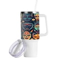 thumbnail image 2 of SKYSONIC 40oz Tumbler with Handle and Straw Lid Double Stainless Steel Vacuum Insulated Travel Mug for Hot Cold Water,African Tribal Masks, 2 of 7